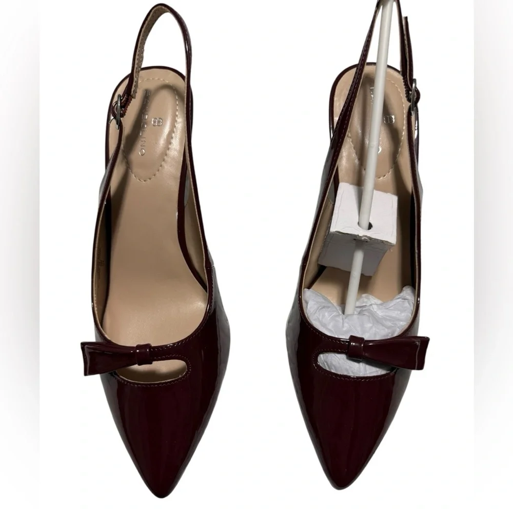 Bandolino Maroon Patent Slingback Heels size 10 NWT